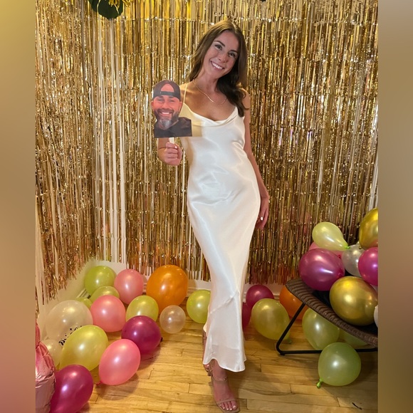 Park & Fifth White Satin Midi Dress - Picture 1 of 5